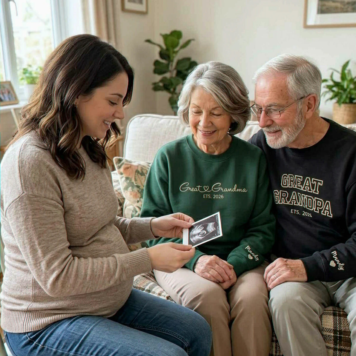 Great Grandma and Great Grandpa Sweatshirts, Matching Embroidered Kid Name Crewneck, Gift for Great Grandparents