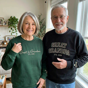 Great Grandma and Great Grandpa Sweatshirts, Matching Embroidered Kid Name Crewneck, Gift for Great Grandparents