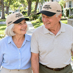 Great Grandma and Great Grandpa Snapback Hat, Embroidered Est Year Baseball Cap, Gift for Great Grandparents