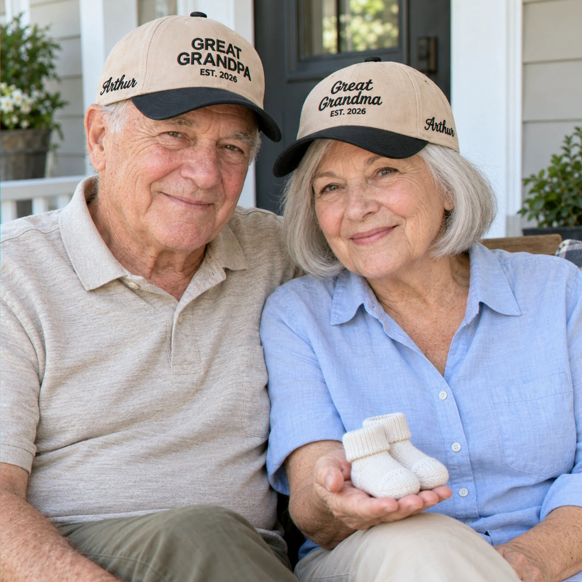 Great Grandma and Great Grandpa Snapback Hat, Embroidered Est Year Baseball Cap, Gift for Great Grandparents