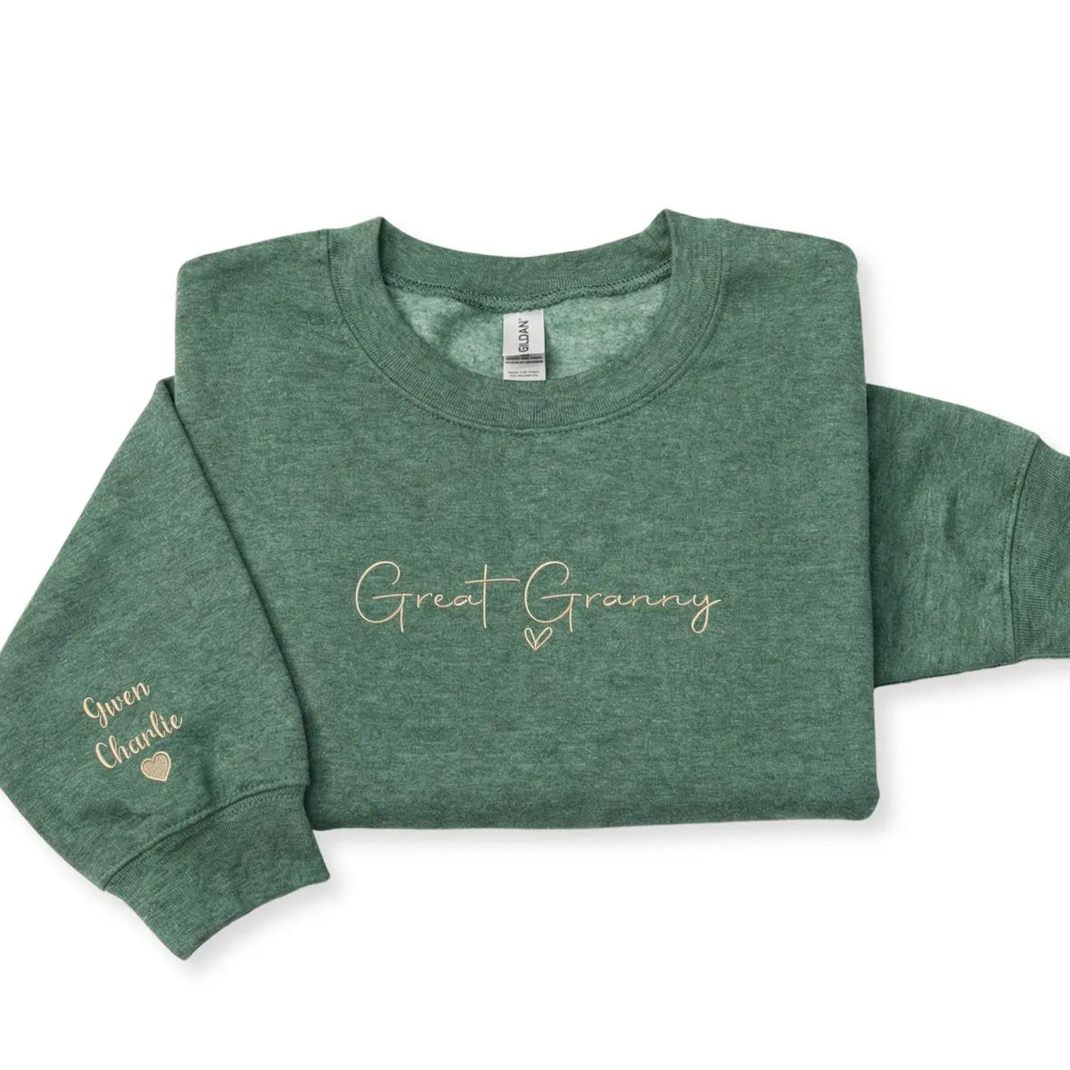 Personalized great granny sweatshirt embroidered with kids names on sleeve custom great grandma gift from family