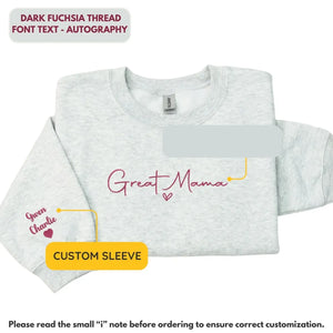 Custom Great Mama sweatshirt with grandkids names printed on sleeve personalized grandma gift for Mother's Day
