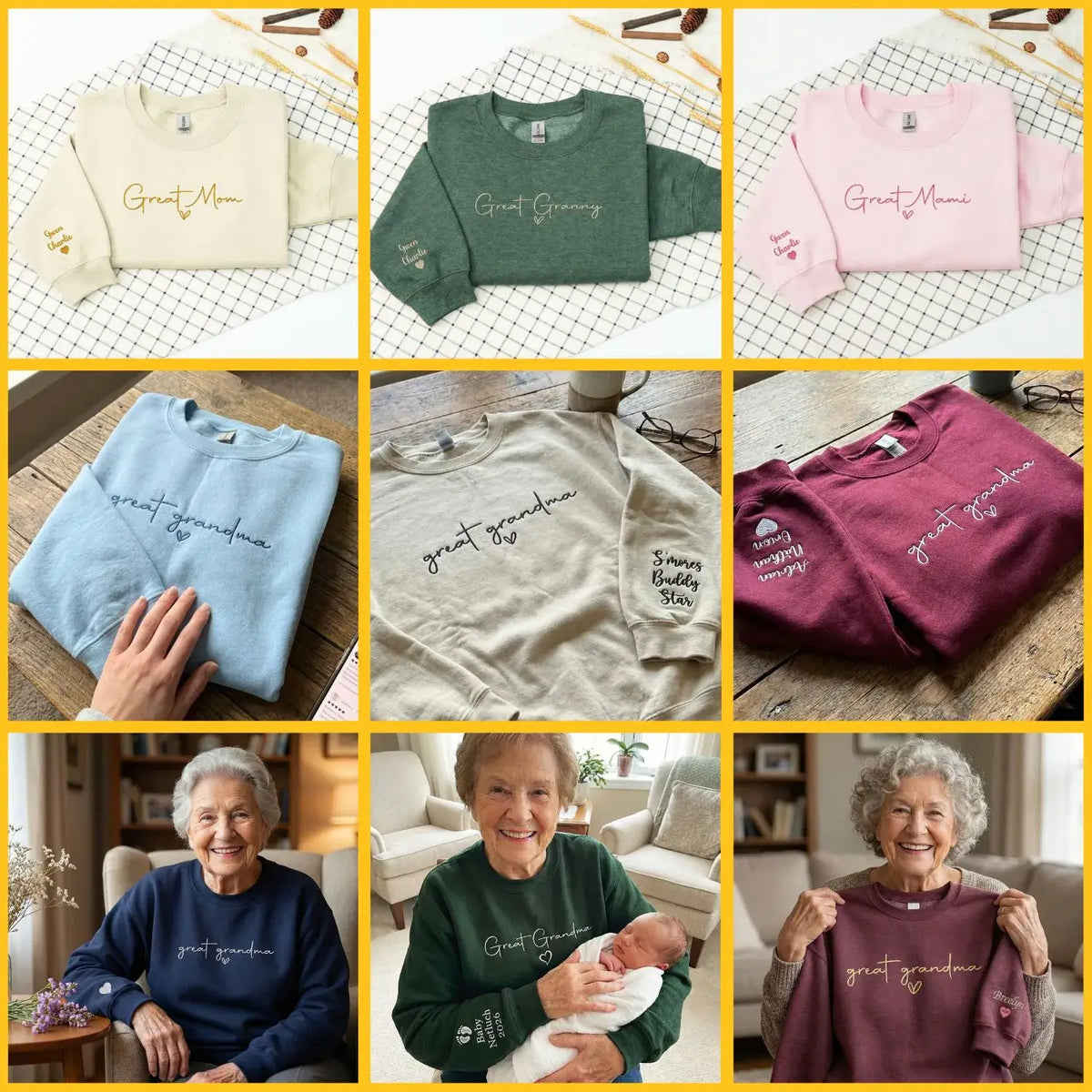 Custom Great Mama sweatshirt with grandkids names printed on sleeve personalized grandma gift for Mother's Day