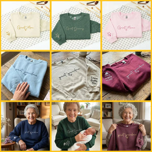 Custom Great Mama sweatshirt with grandkids names printed on sleeve personalized grandma gift for Mother's Day