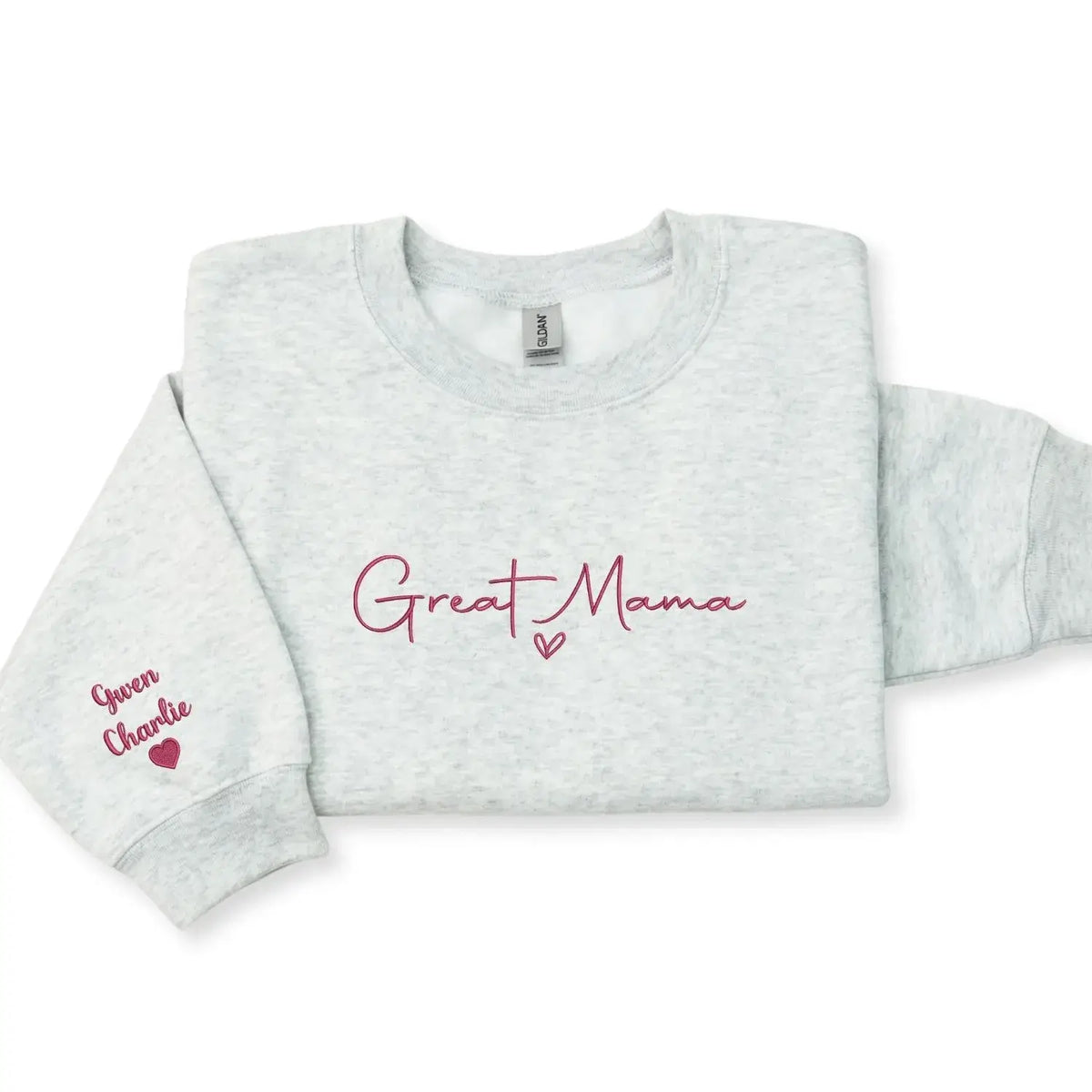 Custom Great Mama sweatshirt with grandkids names printed on sleeve personalized grandma gift for Mother's Day