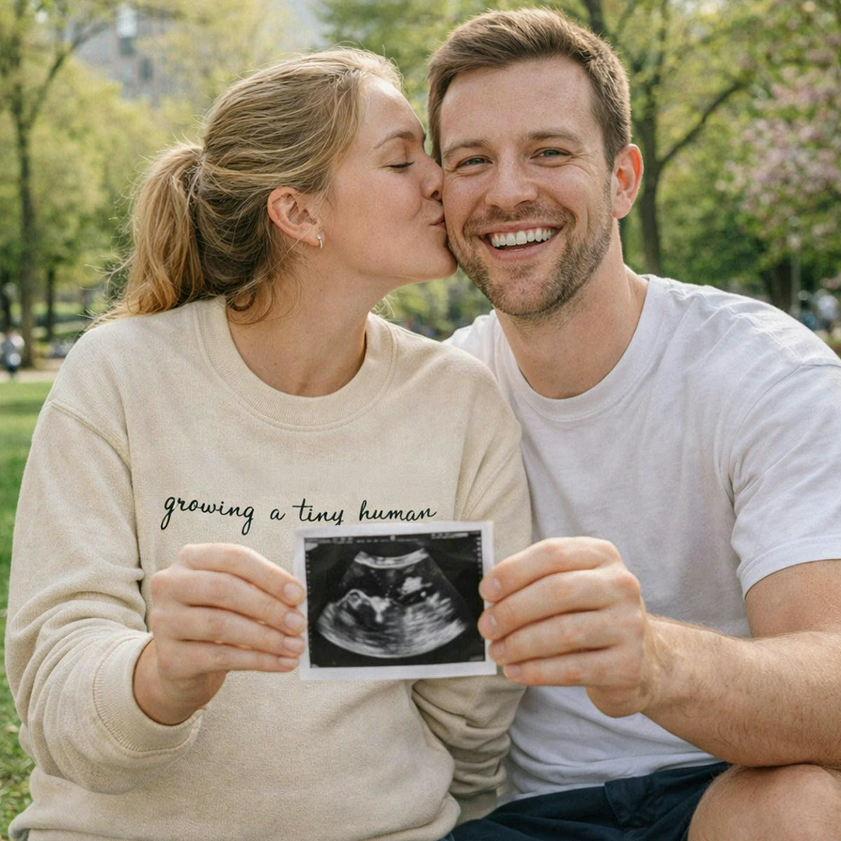Embroidered Growing a Tiny Human Pregnancy Sweatshirt for Expecting Moms, Maternity Gift