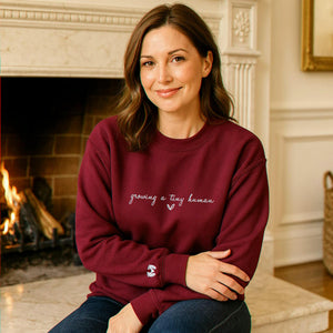 Embroidered Growing a Tiny Human Pregnancy Sweatshirt for Expecting Moms, Maternity Gift