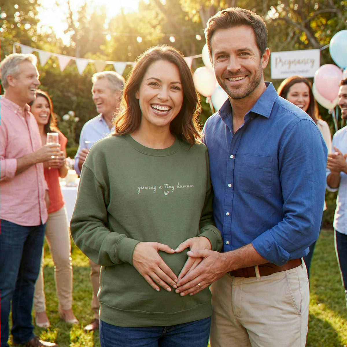 Embroidered Growing a Tiny Human Pregnancy Sweatshirt for Expecting Moms, Maternity Gift
