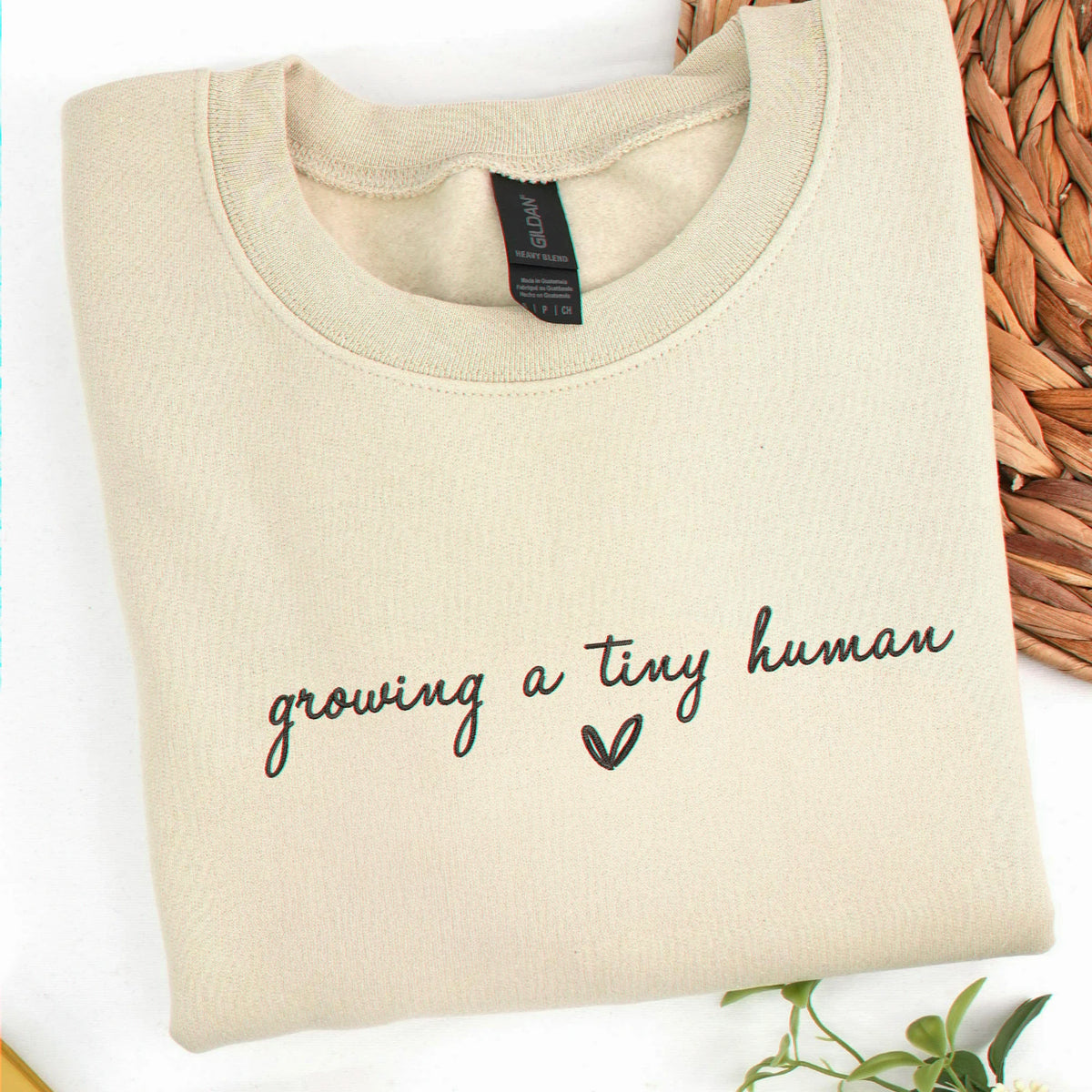 Embroidered Growing a Tiny Human Pregnancy Sweatshirt for Expecting Moms, Maternity Gift