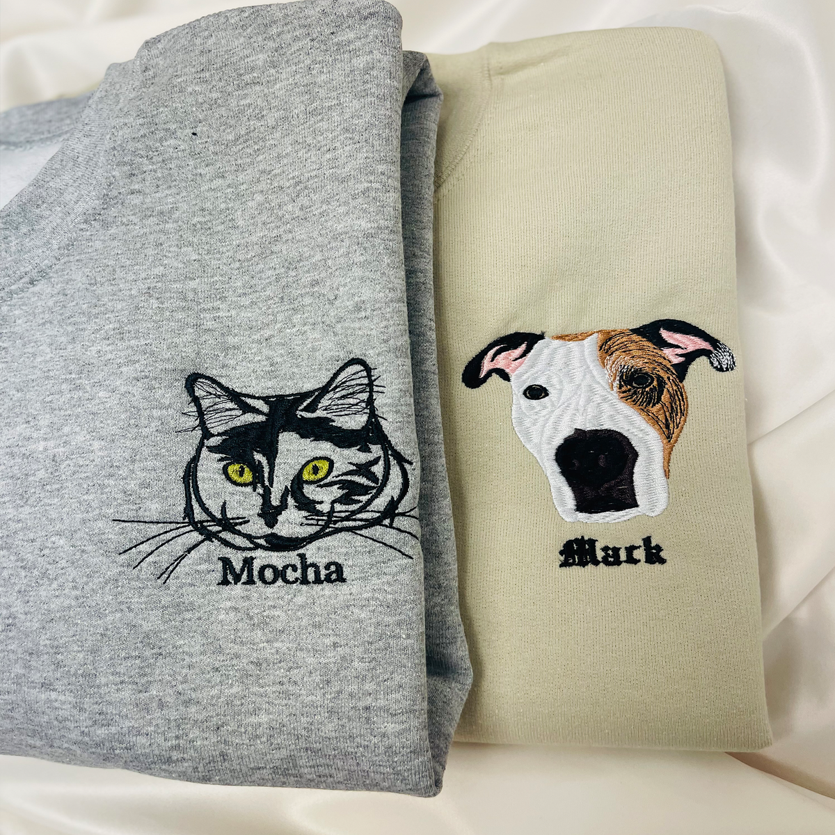 Custom Embroidered Dog Portraits Sweatshirt or Hoodie for Dog Lover - Embroly