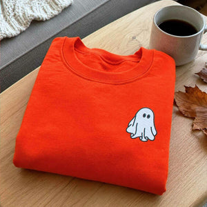 Halloween Couples Ghost Crewneck Embroidered Sweatshirt or Hoodie for Women Men