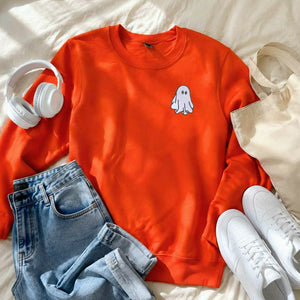Halloween Couples Ghost Crewneck Embroidered Sweatshirt or Hoodie for Women Men