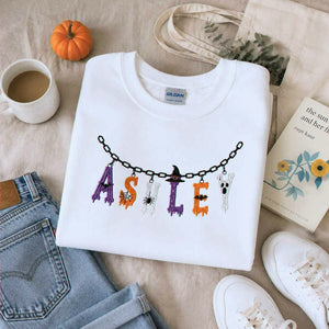 Custom Halloween Name Sweatshirt, Embroidered Spooky Name Crewneck, Halloween Charm Fall Gift