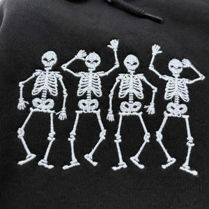 Embroidered Dancing Skeletons Sweatshirt, Spooky Halloween Gift