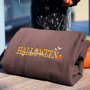 Halloween University Sweatshirt, Embroidered Halloween Hoodie with Pumkin