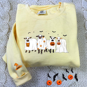 Comfort Color® Embroidered Ghost Cows Halloween T-Shirt or Sweatshirt