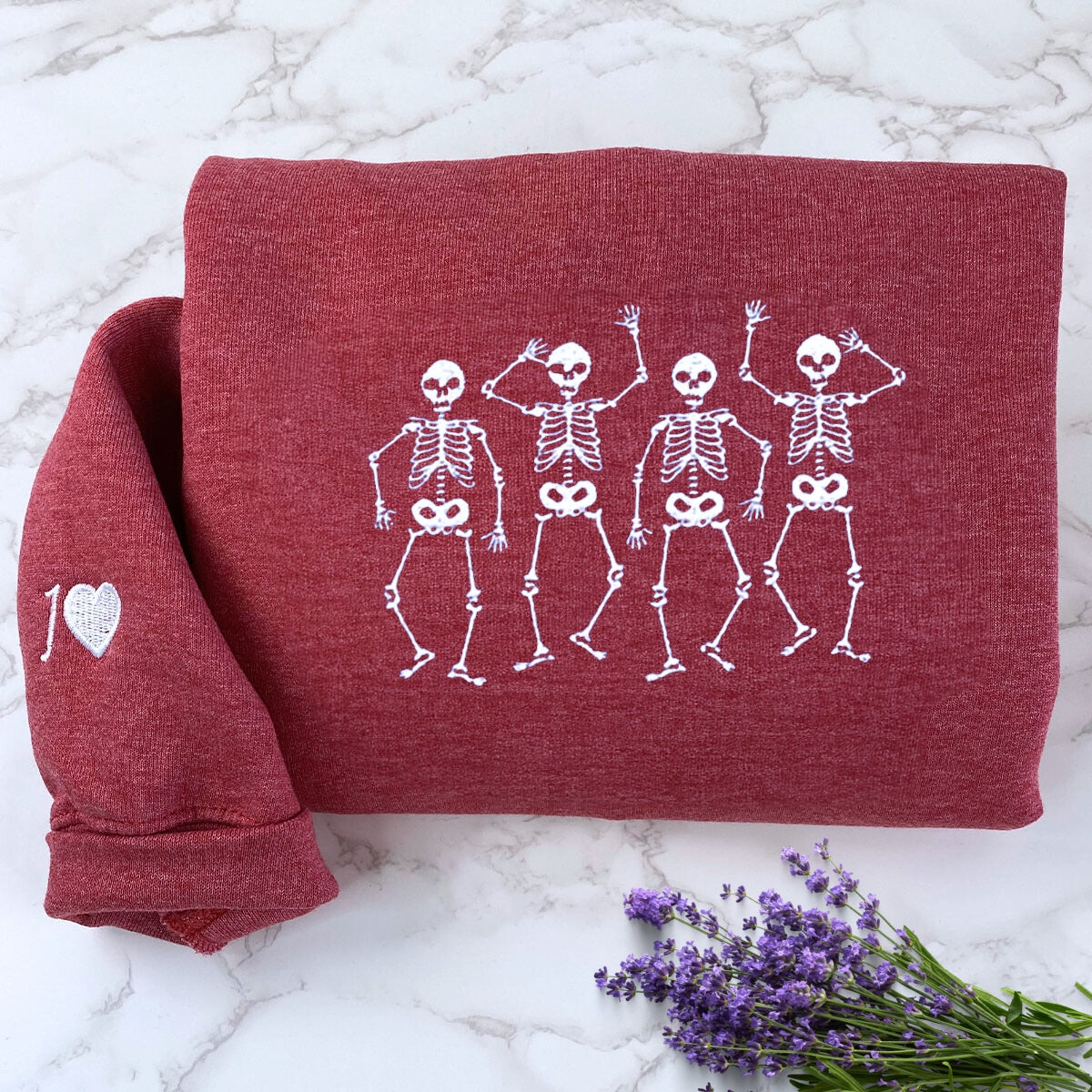 Embroidered Dancing Skeletons Sweatshirt - Embroly