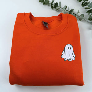 Halloween Couples Ghost Crewneck Embroidered Sweatshirt or Hoodie for Women Men