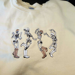 Dancing Skeletons Sweatshirt, Halloween Crewneck Embroidered