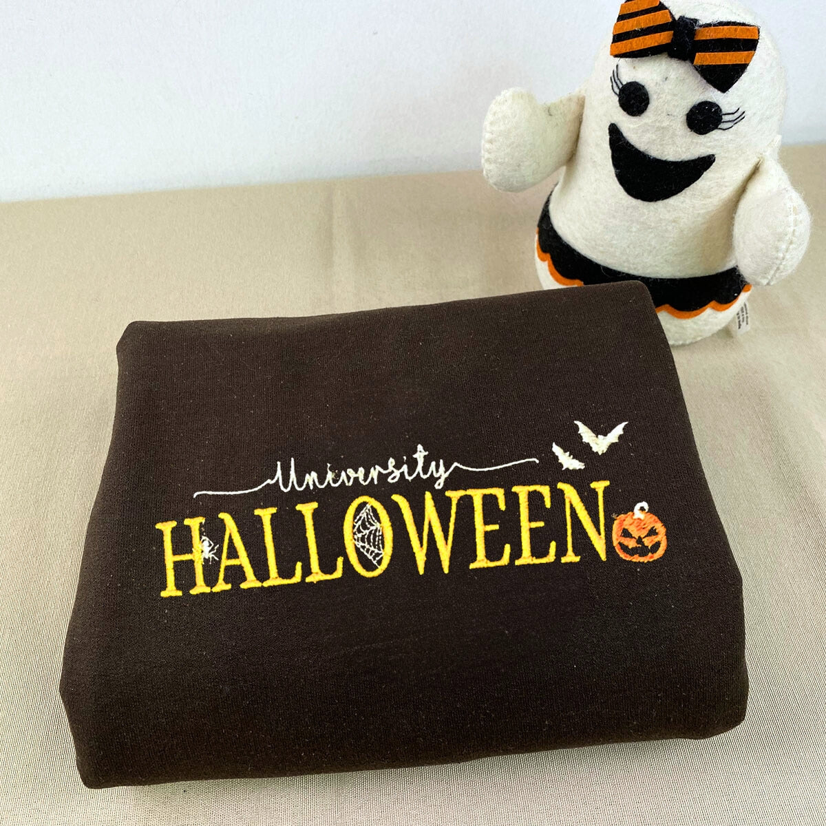 Halloween University Sweatshirt, Embroidered Halloween Hoodie with Pumkin