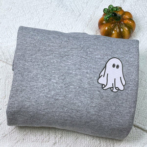 Halloween Couples Ghost Crewneck Embroidered Sweatshirt or Hoodie for Women Men