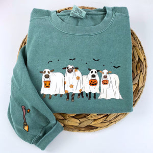 Comfort Color® Embroidered Ghost Cows Halloween T-Shirt or Sweatshirt