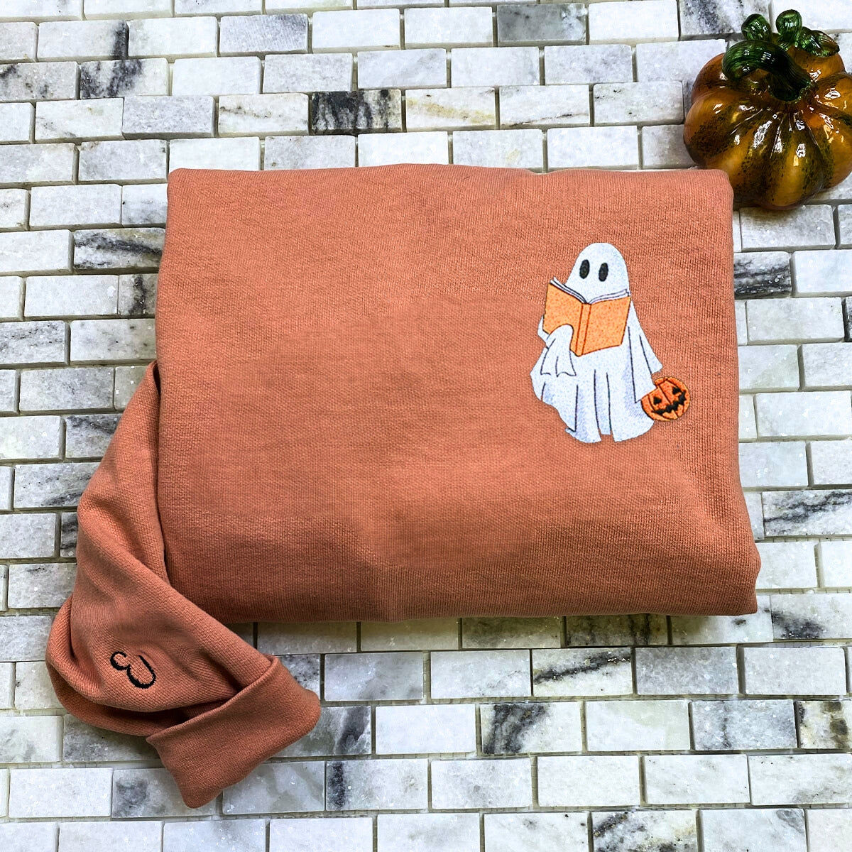 Comfort Color® Embroidered Halloween Ghost Book Lover T-Shirt or Sweatshirt - Embroly