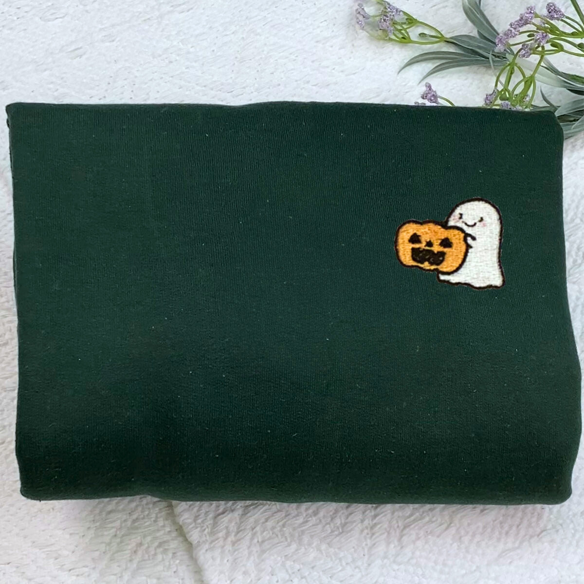 Embroidered Halloween Sweatshirt, Embroidered Ghost Pumpkin Fall Hoodies - Embroly