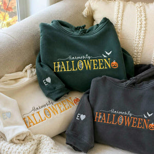 Halloween University Sweatshirt, Embroidered Halloween Hoodie with Pumkin