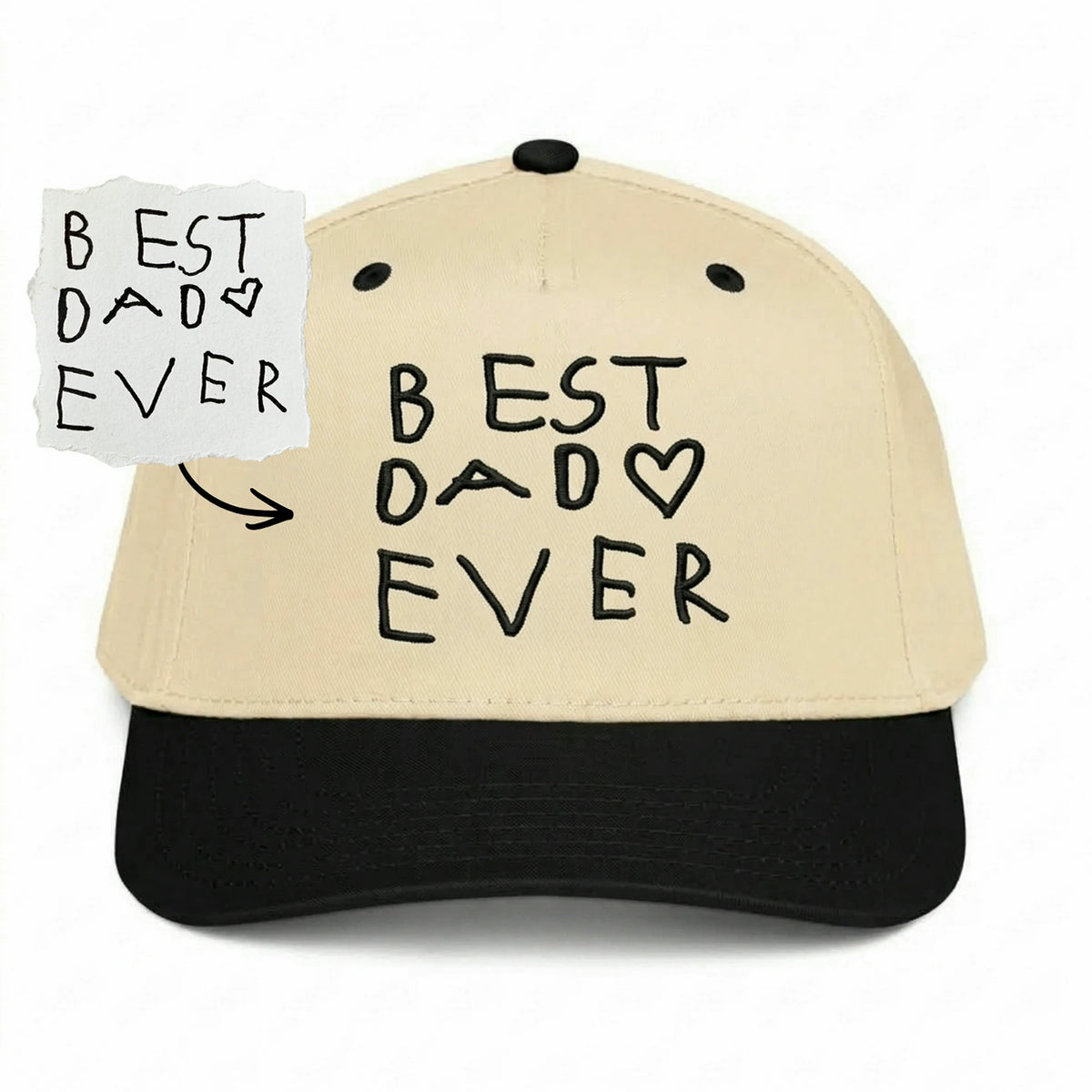 Custom Kids Handwriting Snapback Hats - Embroidered Daddy Caps with Childrens Artwork
