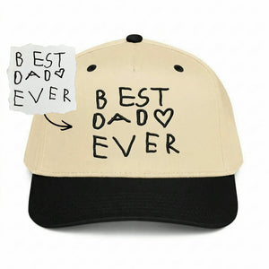 Custom Kids Handwriting Snapback Hats - Embroidered Daddy Caps with Childrens Artwork