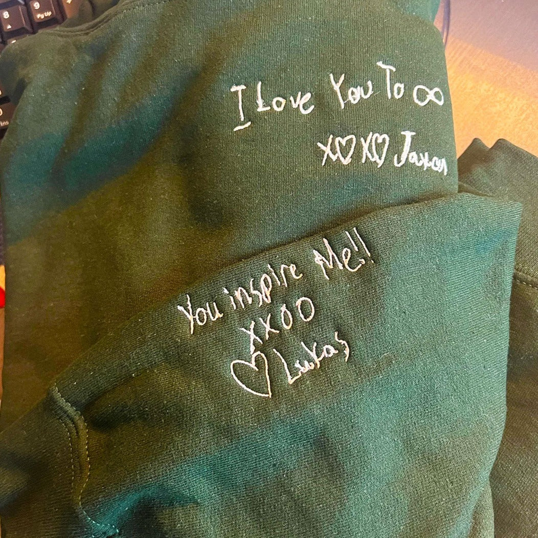 Custom Embroidered Handwritting Sweatshirt from Your Photo - Embroly