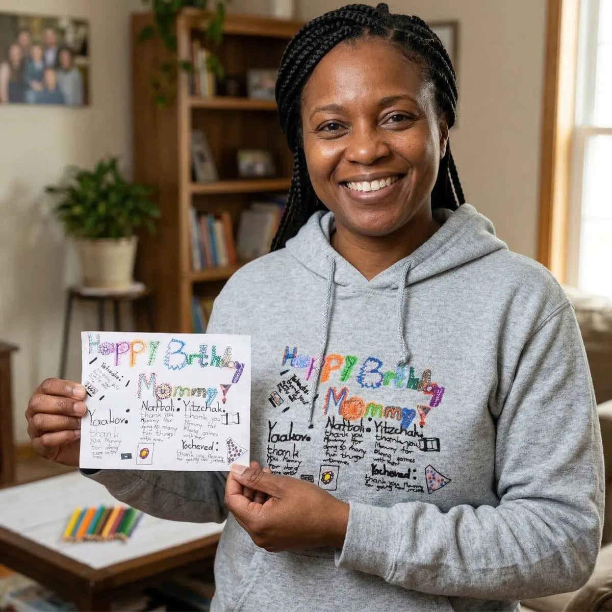 Custom Embroidered Gifts for Mom Grandmother, Children's Drawing Art Work Embroidered Sweatshirt or Hoodie