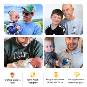 Father Day Sweatshirt, Personalized Gifts for Dad from Daughter or Son with Outline Portrait Photo