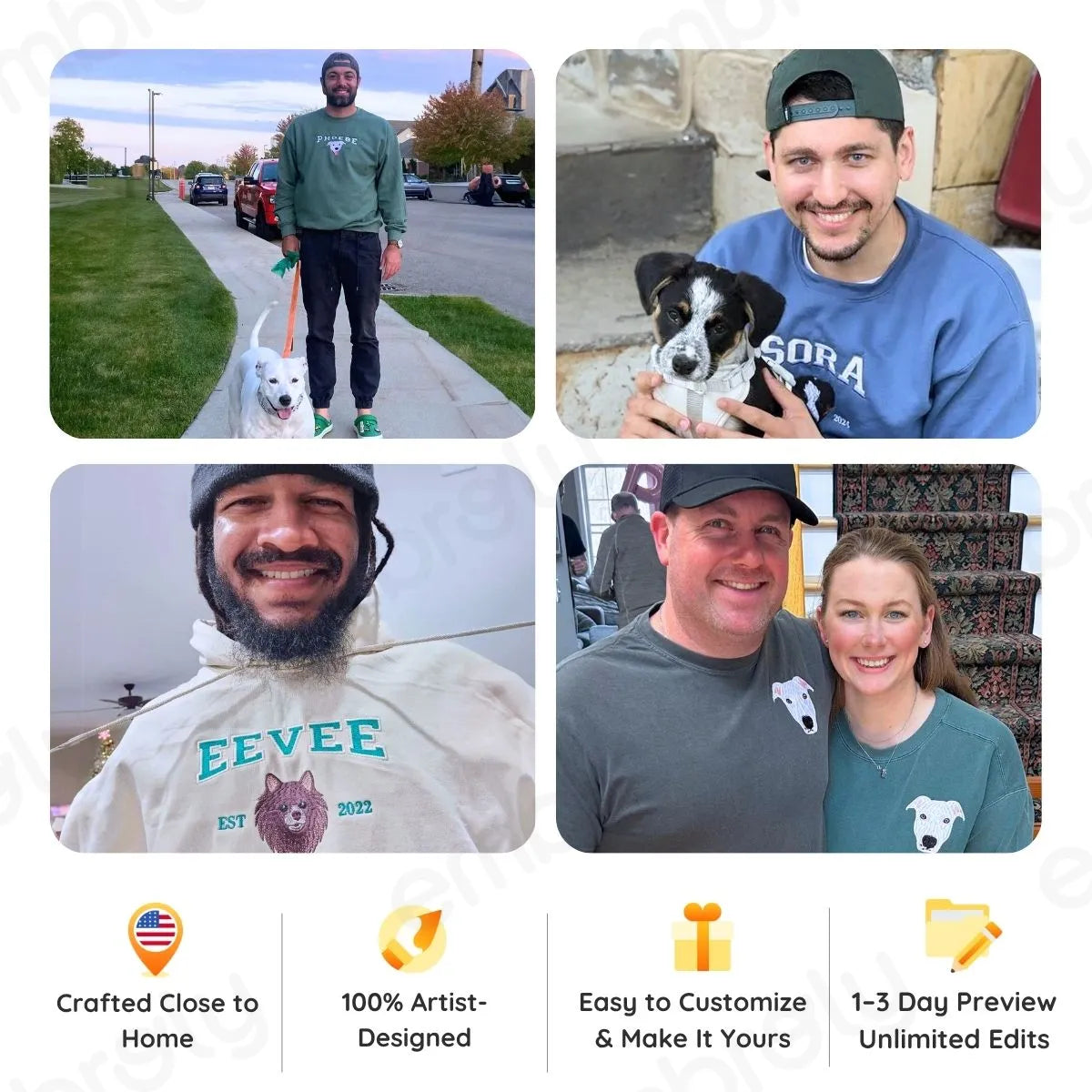 Custom Dog Dad Photo Hoodie, Embroidered Gift from Wife, Girlfriend