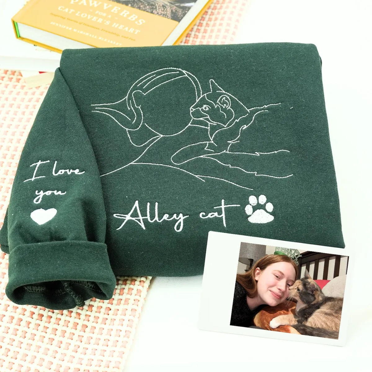 Personalized Father’s Day Gift for Pet Lovers – Custom Embroidered Pet Portrait Photo Sweatshirt or Hoodie