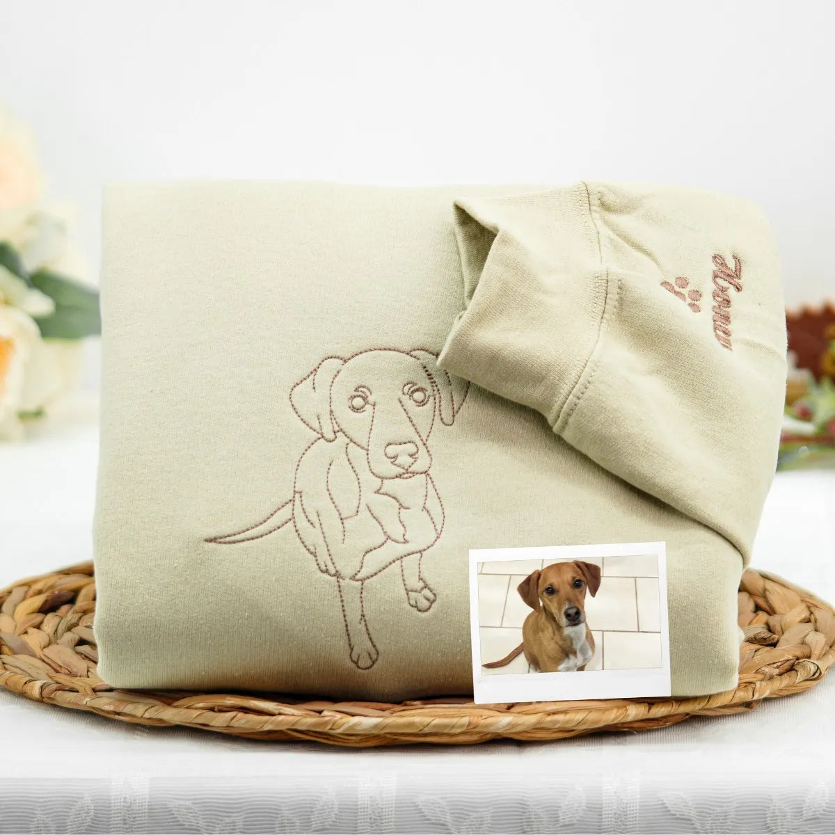 Personalized Father’s Day Gift for Pet Lovers – Custom Embroidered Pet Portrait Photo Sweatshirt or Hoodie
