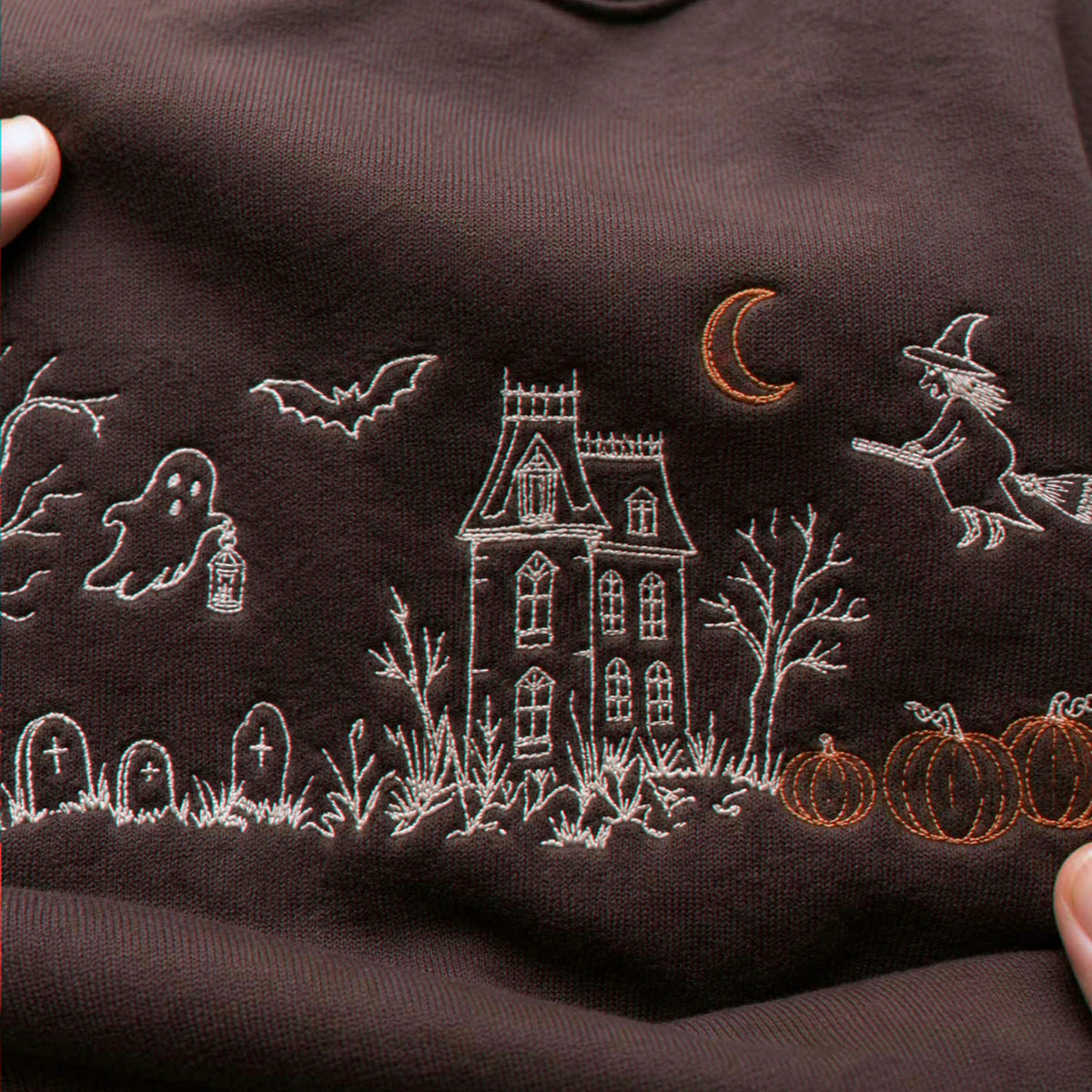Haunted Manor Sweatshirt, Embroidered Halloween Crewneck, Gothic Autumn Pullover