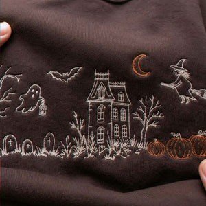 Haunted Manor Sweatshirt, Embroidered Halloween Crewneck, Gothic Autumn Pullover
