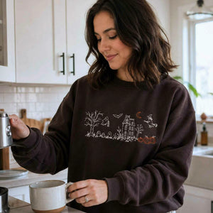 Haunted Manor Sweatshirt, Embroidered Halloween Crewneck, Gothic Autumn Pullover