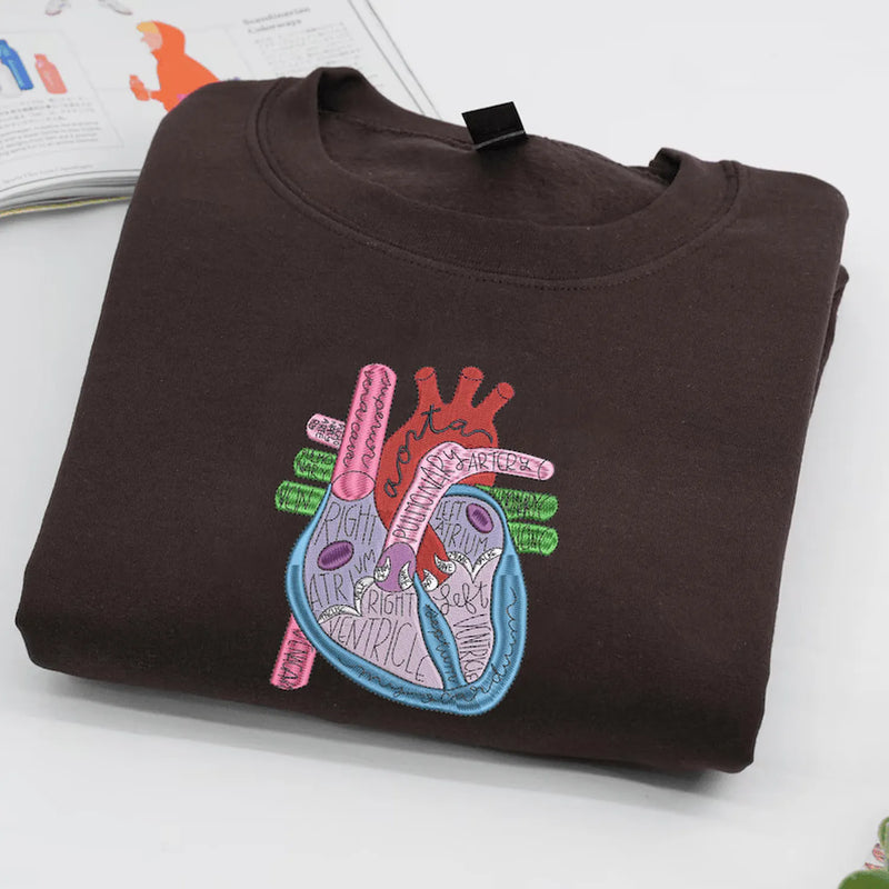 Heart Anatomy Embroidered Sweatshirt, Graduation Gift for Cardiac Nursing Student, from Family Friends