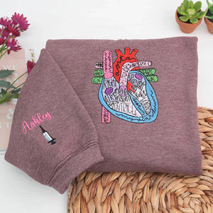 Heart Anatomy Embroidered Sweatshirt, Graduation Gift for Cardiac Nursing Student, from Family Friends