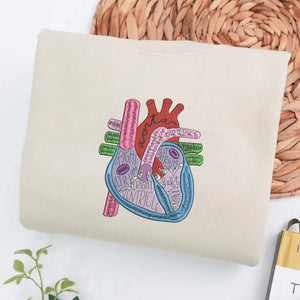 Heart Anatomy Embroidered Sweatshirt, Graduation Gift for Cardiac Nursing Student, from Family Friends