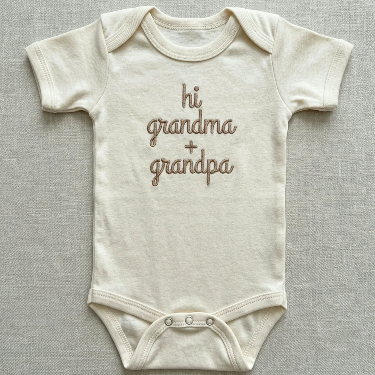 Embroidered Hi Grandma and Grandpa Baby Bodysuit for Baby Shower Gift