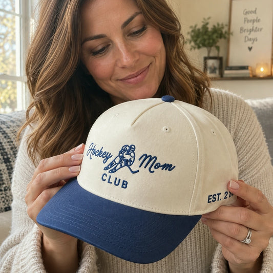 Embroidered Hockey Mom Snapback Hat - Personalized Player Number Baseball Cap - Gift for Her