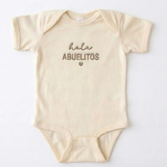 Hola Abuelitos Onesie - Embroidered Gift for New Grandparents