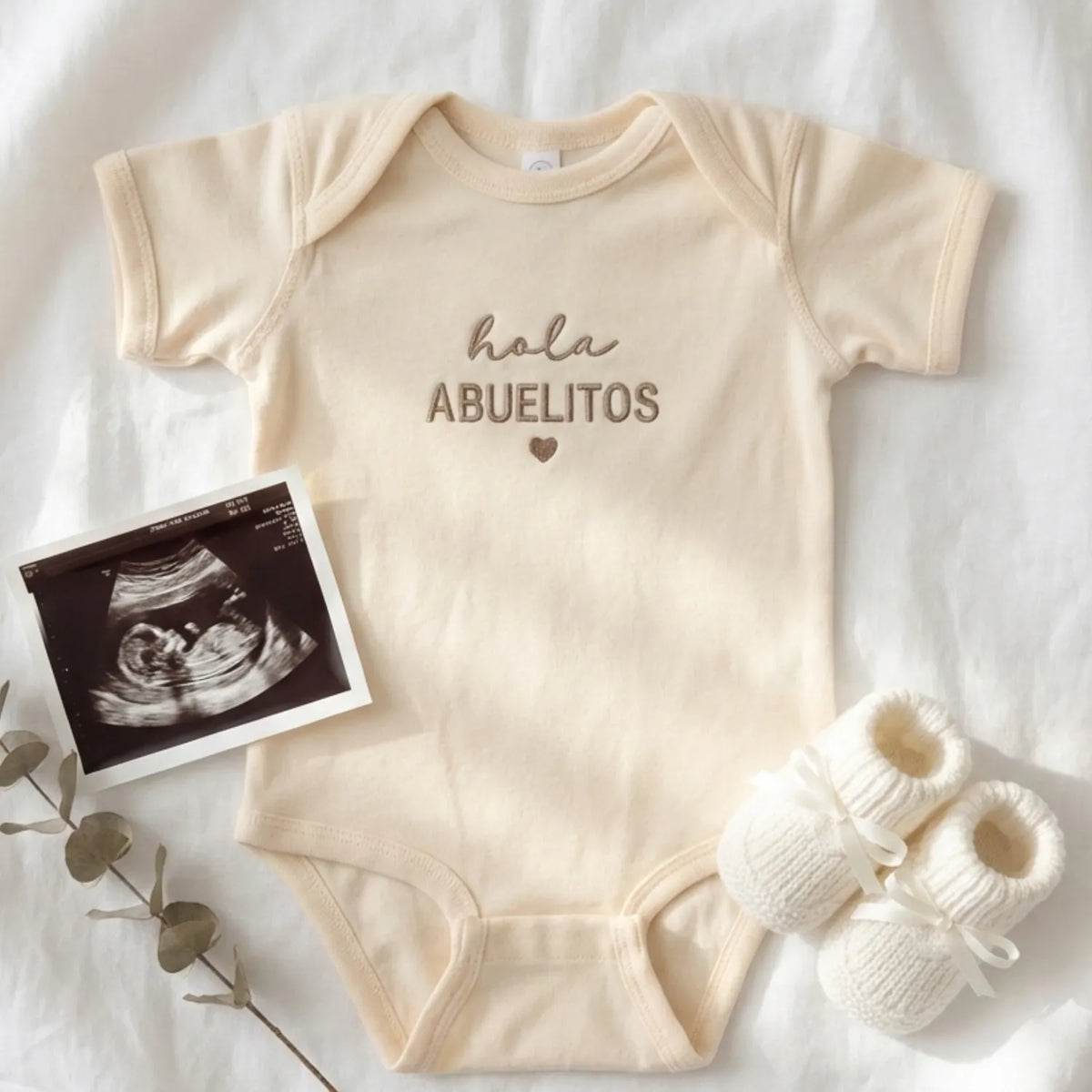 Hola Abuelitos Onesie - Embroidered Gift for New Grandparents