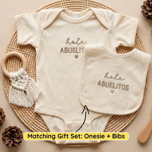 Hola Abuelitos Onesie - Embroidered Gift for New Grandparents