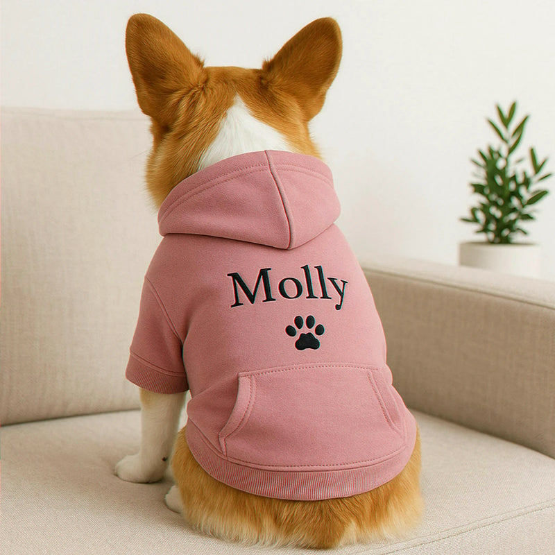 Custom Embroidered Dog Hoodie with Name, Personalized Pet Clothes, French Bulldog Outfit