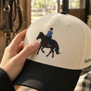 Custom Horse Portrait Snapback Hat, Embroidered Horse Photo Gift, Personalized Side Back Cap